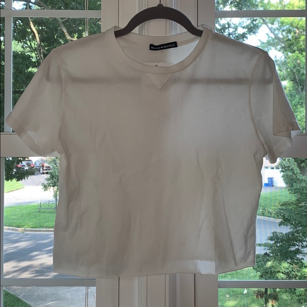 Brandy Melville White Cropped T-Shirt